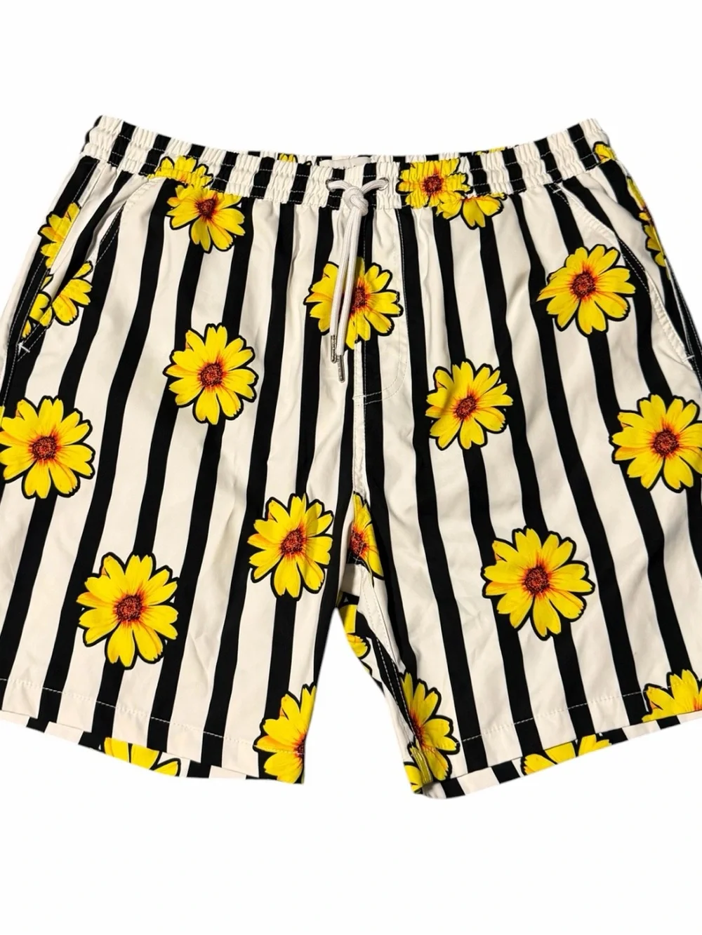 Public Art Wallflower Pattern Board Shorts White Yellow Size L